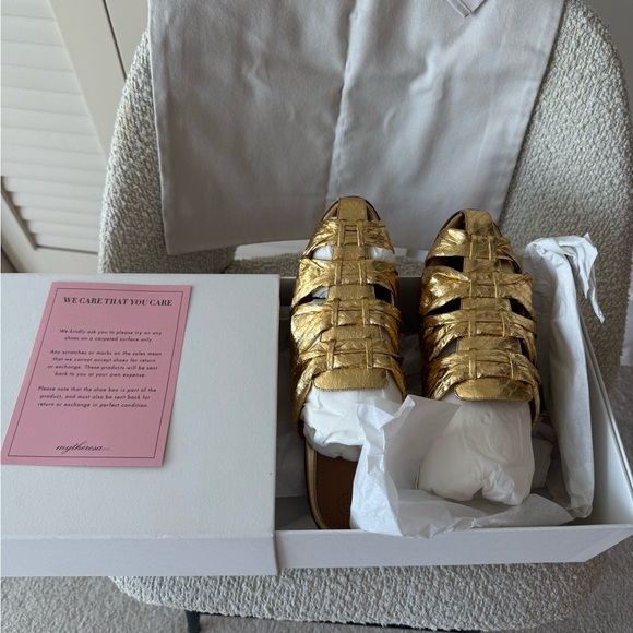 The Row Gold Woven Mules - Picture 6 of 12